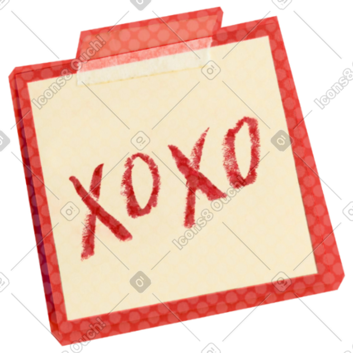 Xoxo note-Illustration im Paper Cut-Stil als Download in PNG, SVG