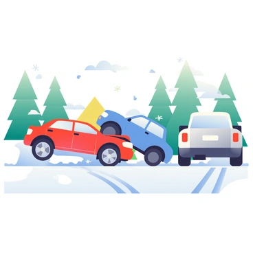 Several cars involved in a pileup on a snowy highway