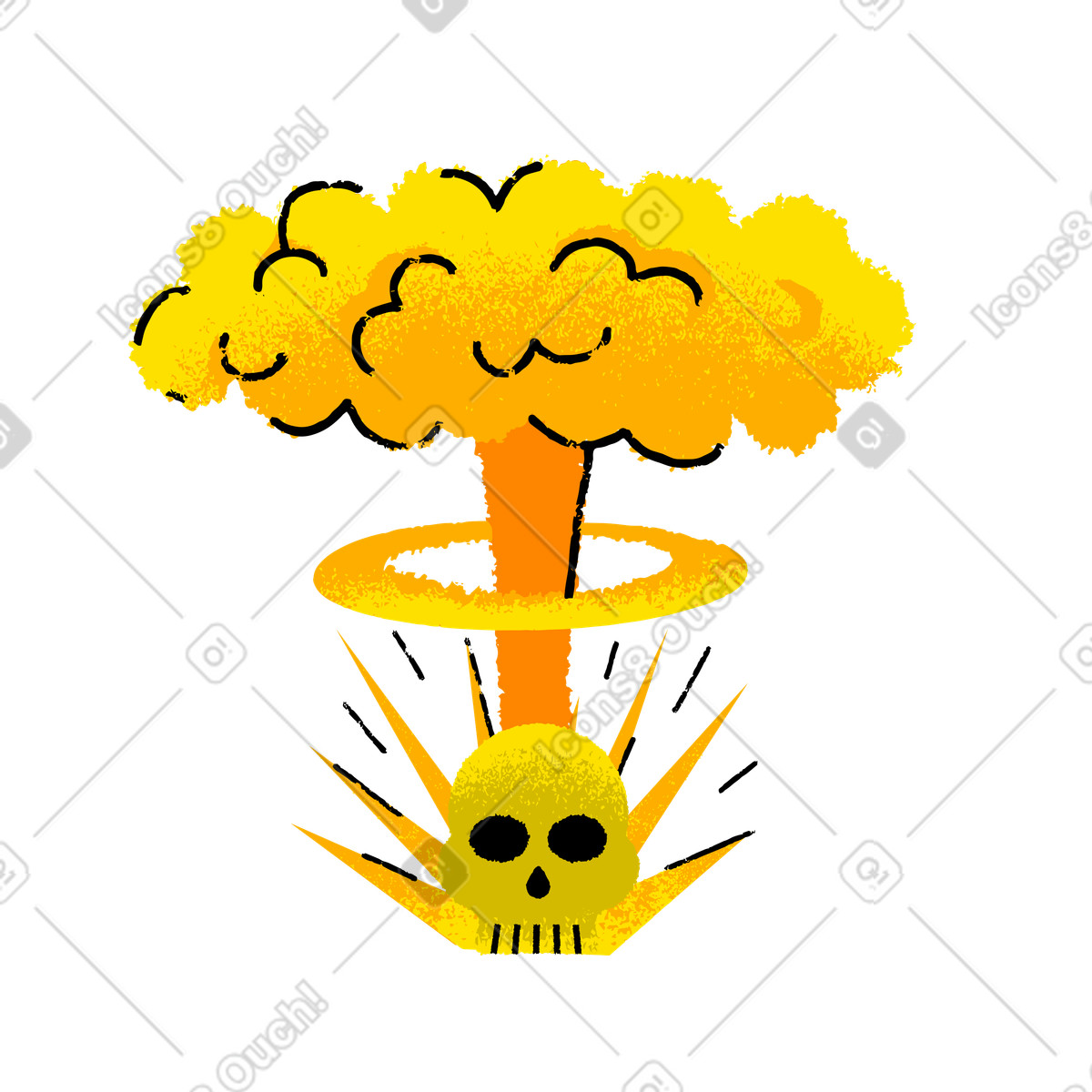下载 Mirage 风格的 头骨发生致命放射性爆炸 插画，支持 PNG、SVG 格式