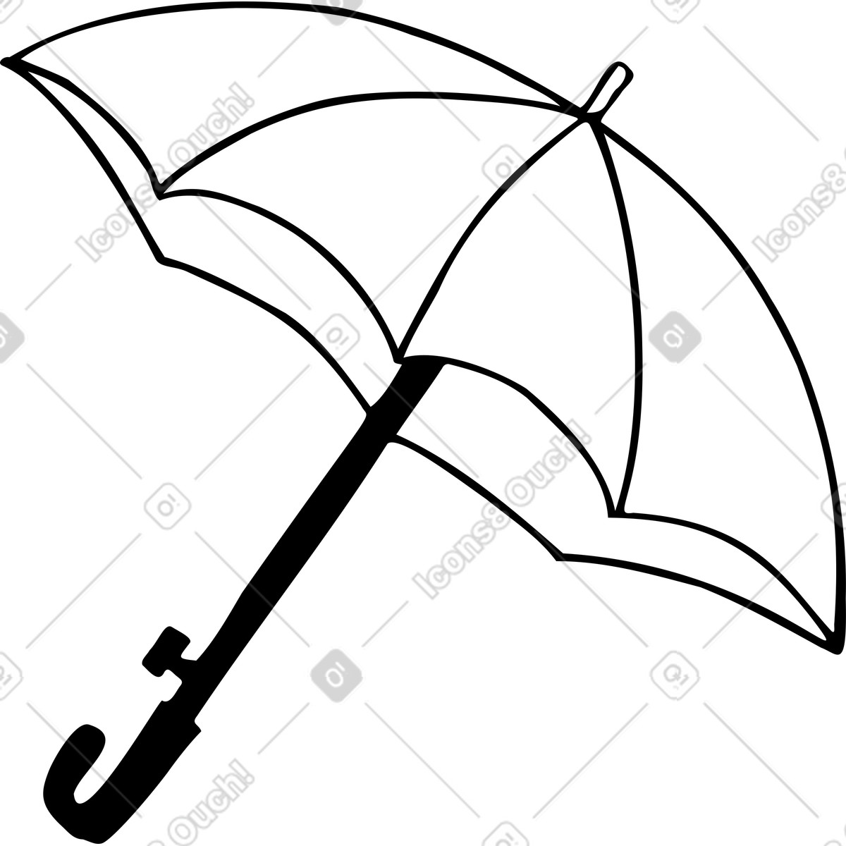 下载 Marks 风格的 打开白色雨伞 插画，支持 PNG、SVG 格式