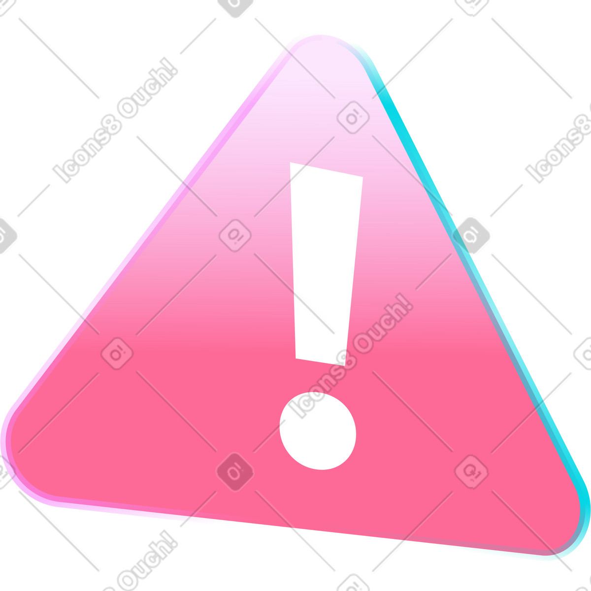 Ilustração de Triângulo com um ponto exclamação em no estilo Neon para baixar em PNG, SVG