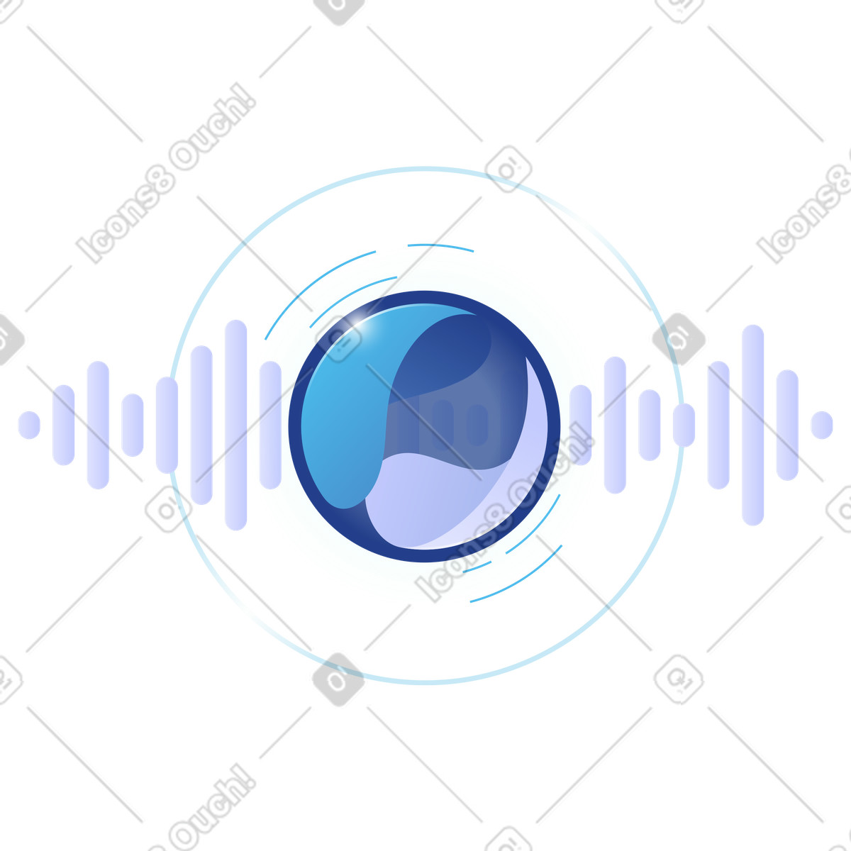 AI voice assistant with sound waves, speech recognition technology illustration in Quantum style download in PNG, SVG