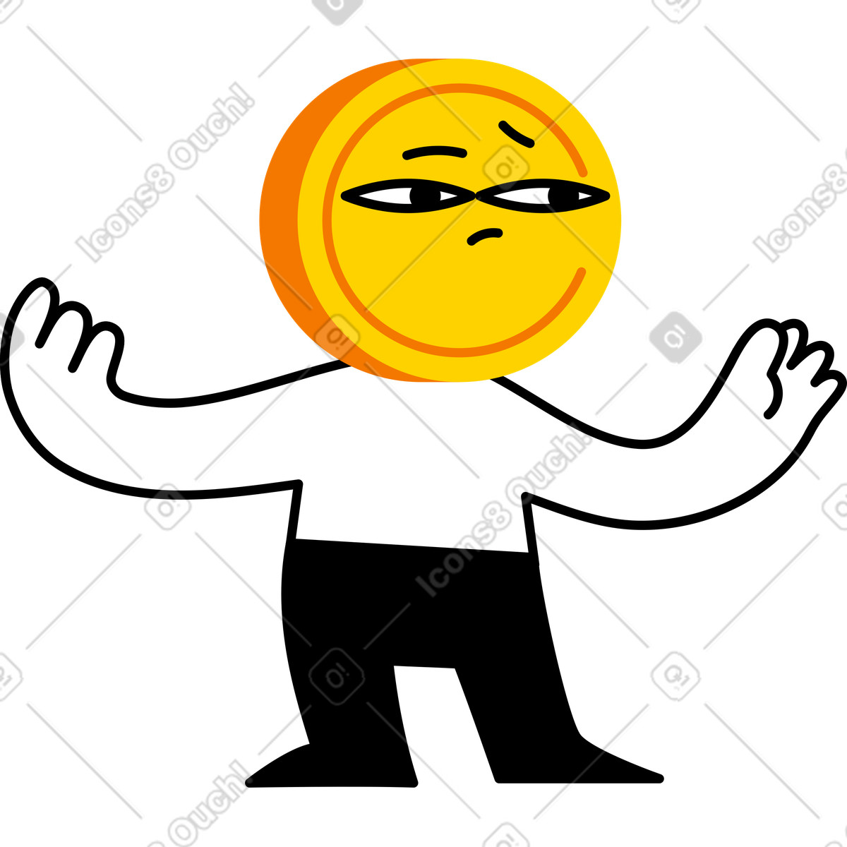 Figur mit münzkopf, die etwas auswählt-Illustration im Giggle-Stil als Download in PNG, SVG