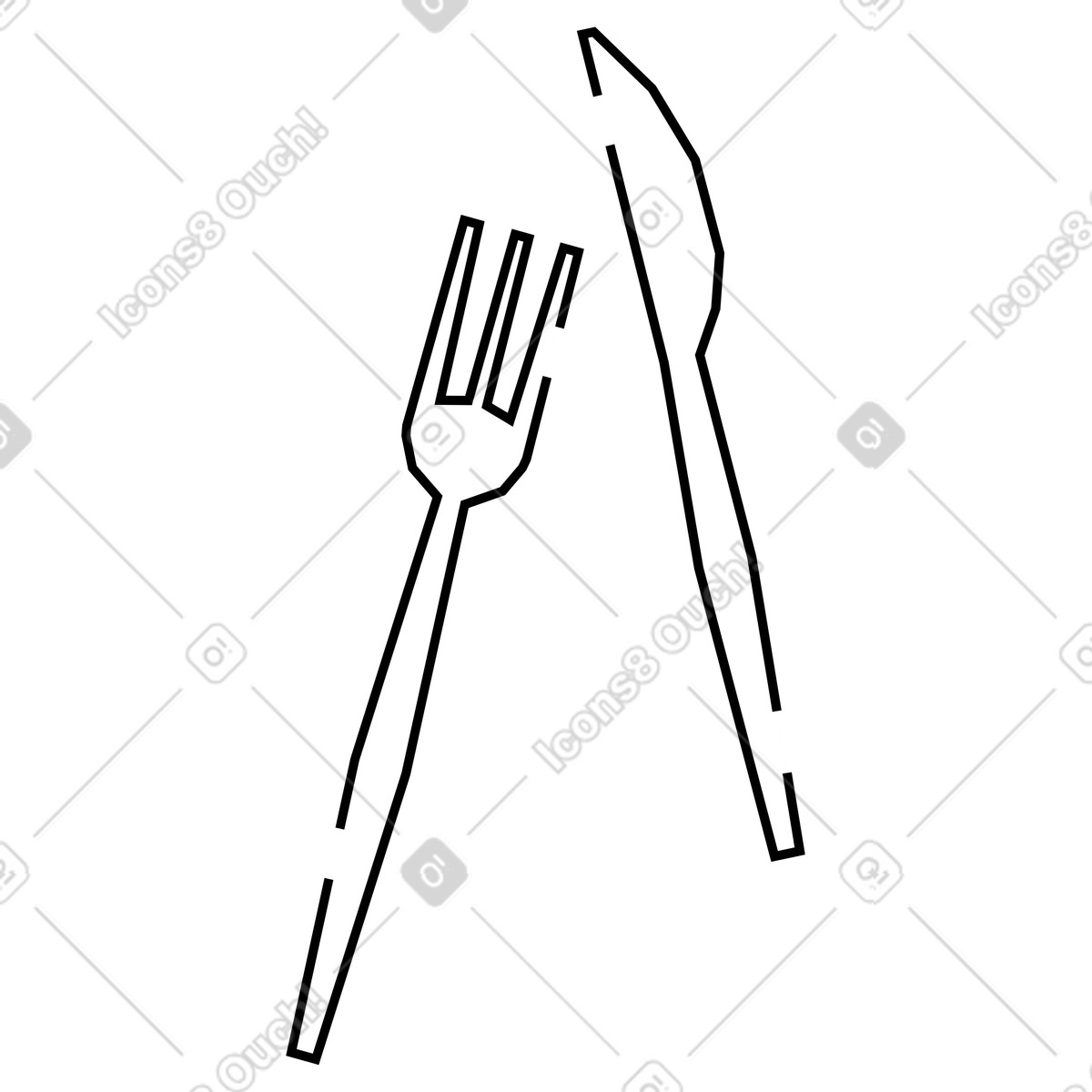Set di posate, coltello e forchetta illustrazione in stile Amethyst scarica in PNG, SVG