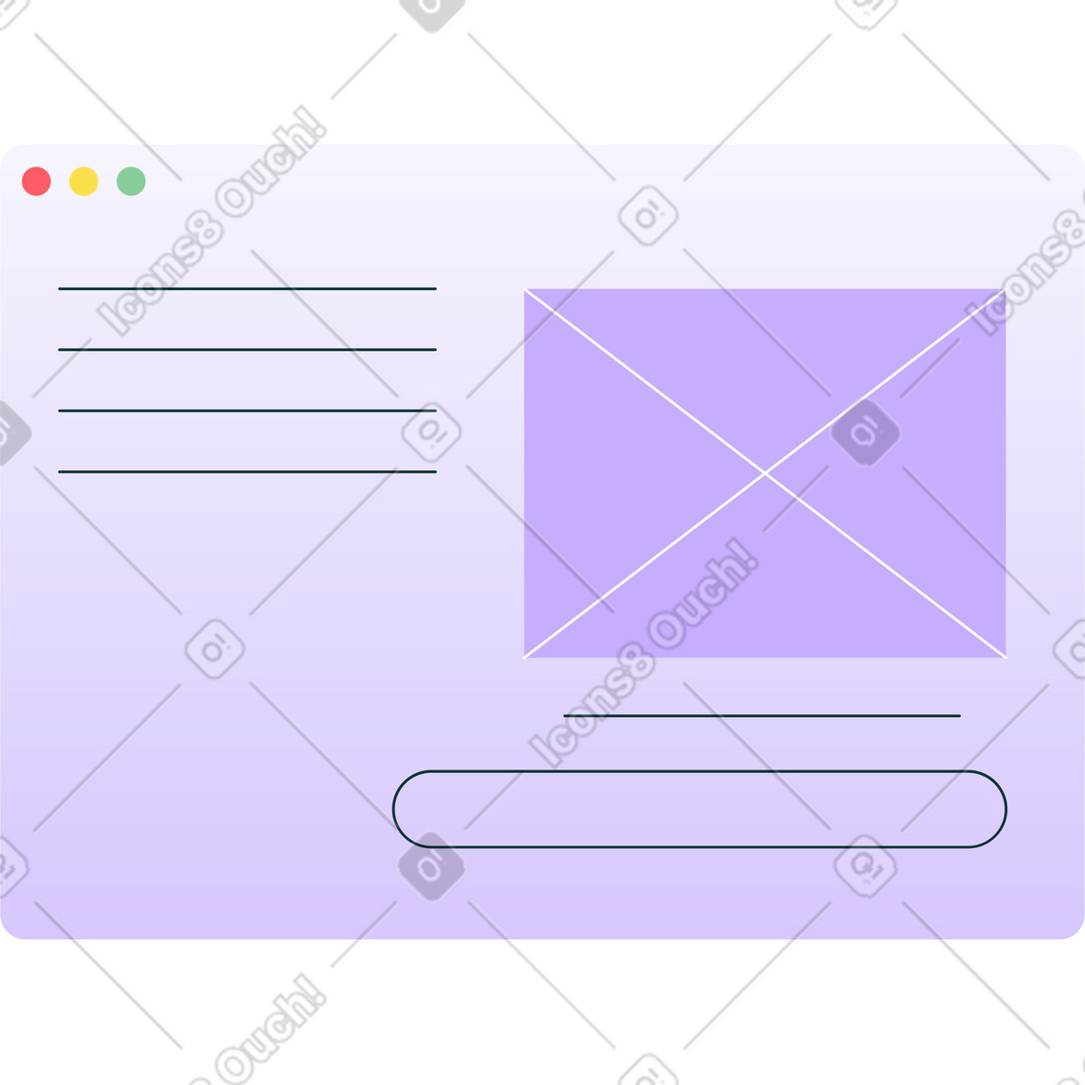 Purple browser window illustration in Florid style download in PNG, SVG