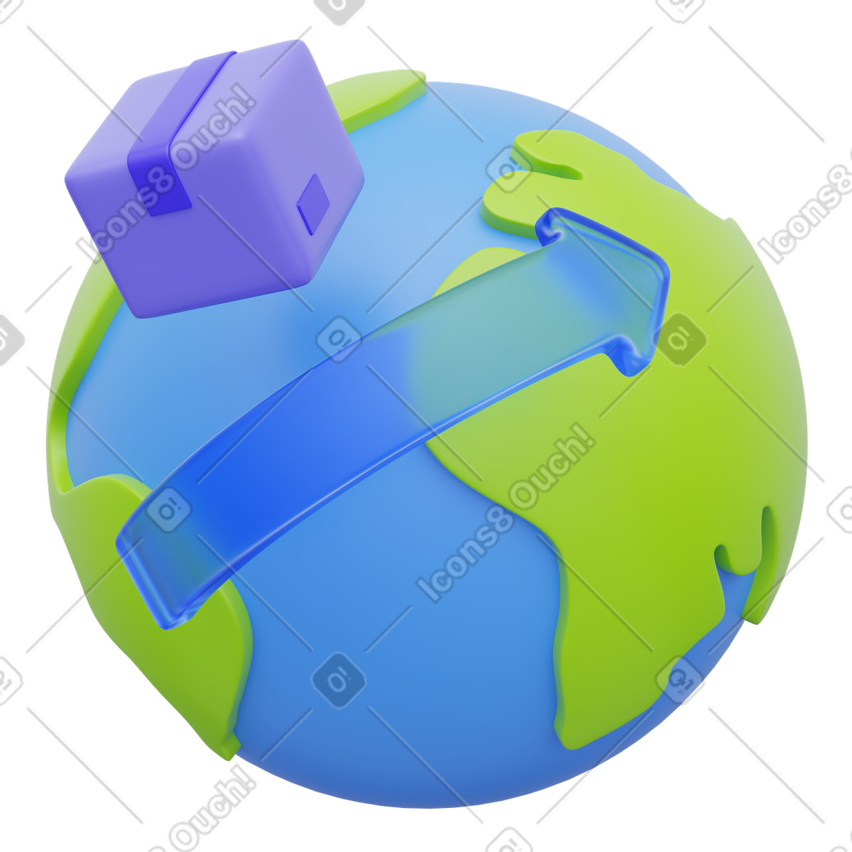 International delivery, Global shipping route, Package logistics illustration in 3D Playful style download in PNG, SVG