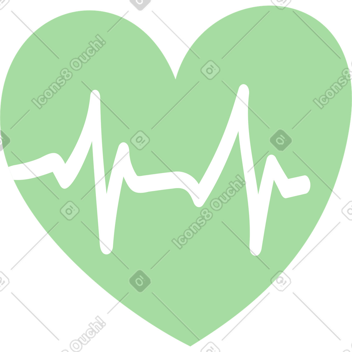 下载 Organic 风格的 Heart shape with electrocardiogram line symbolizing healthy cardio wellness 插画，支持 PNG、SVG 格式