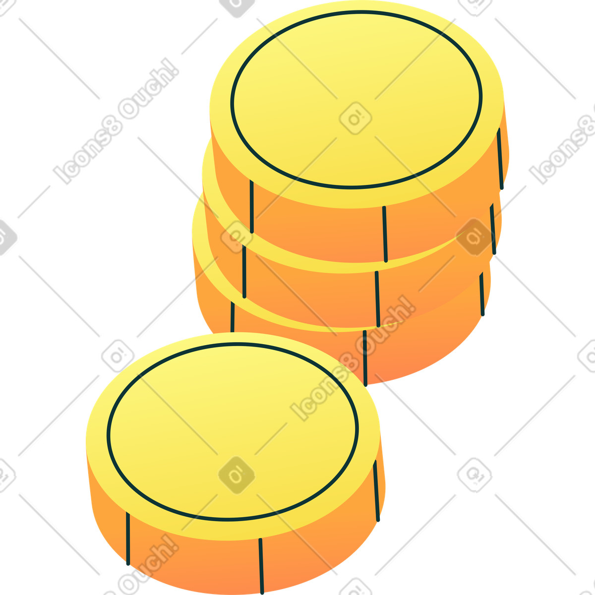 Illustration Pile de pièces et pièce unique dans le style Florid à télécharger aux formats PNG, SVG