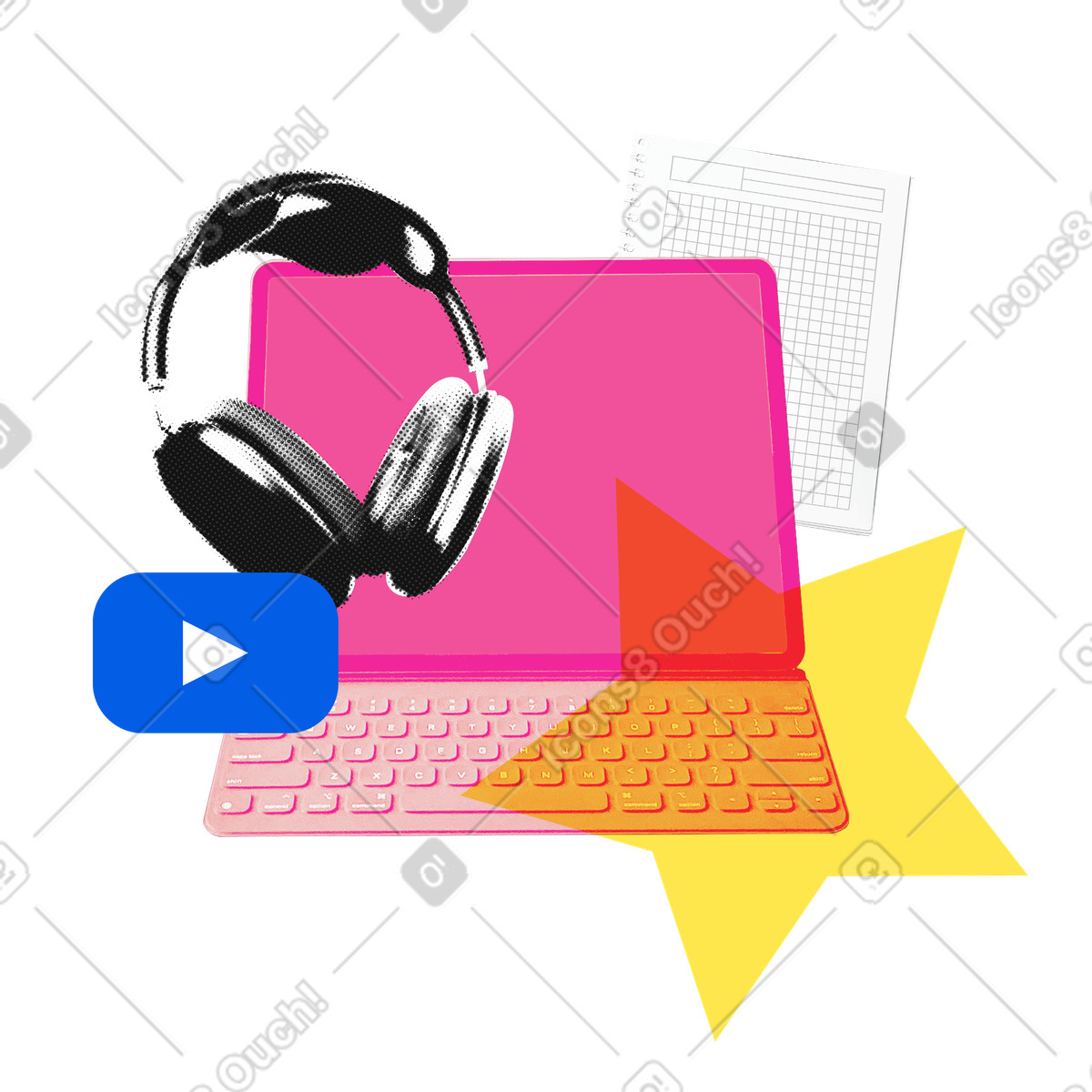 Online education via video lessons  illustration in PNG, SVG