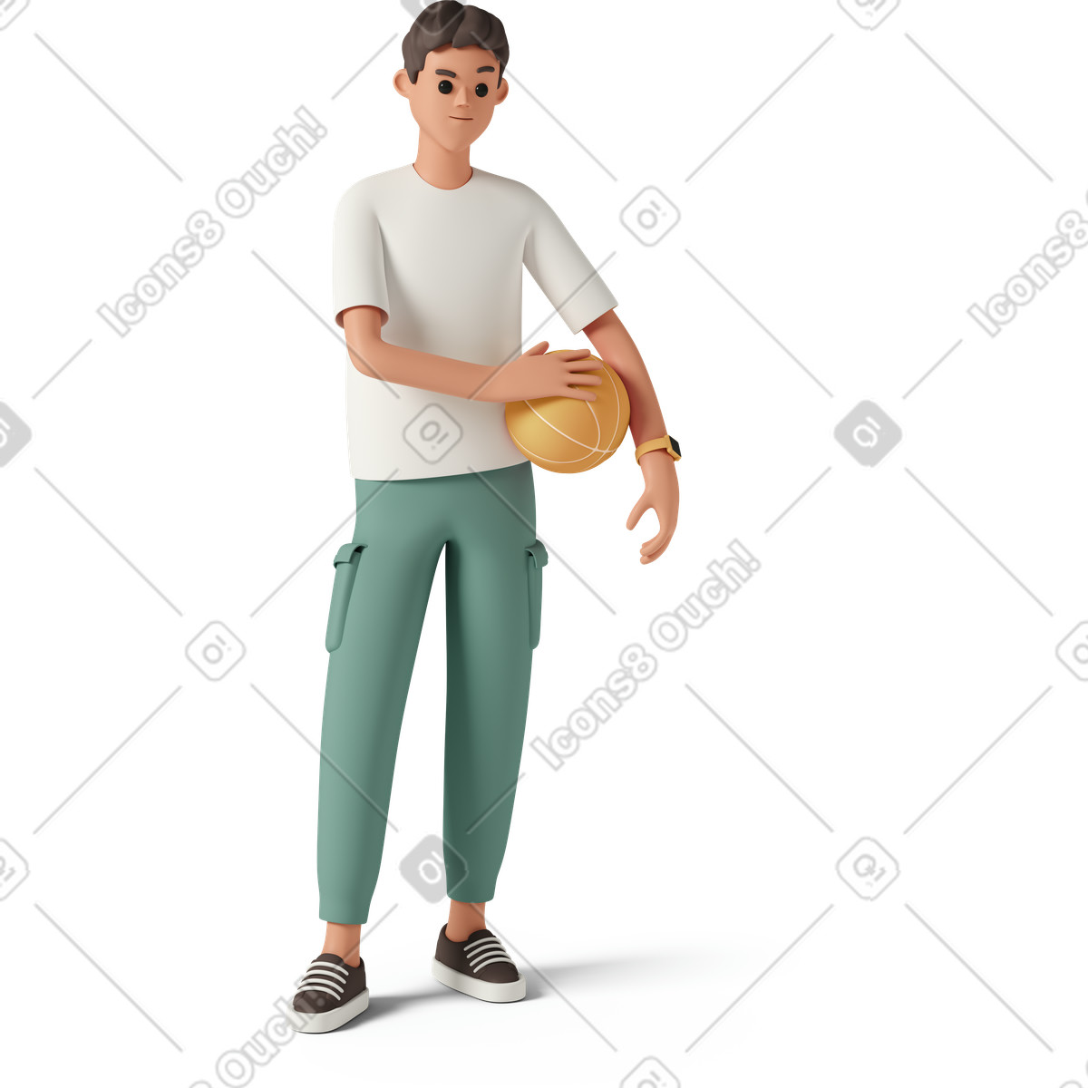 3D Casual life 스타일의 Boy with basketball raising brow 일러스트레이션 PNG, SVG 다운로드