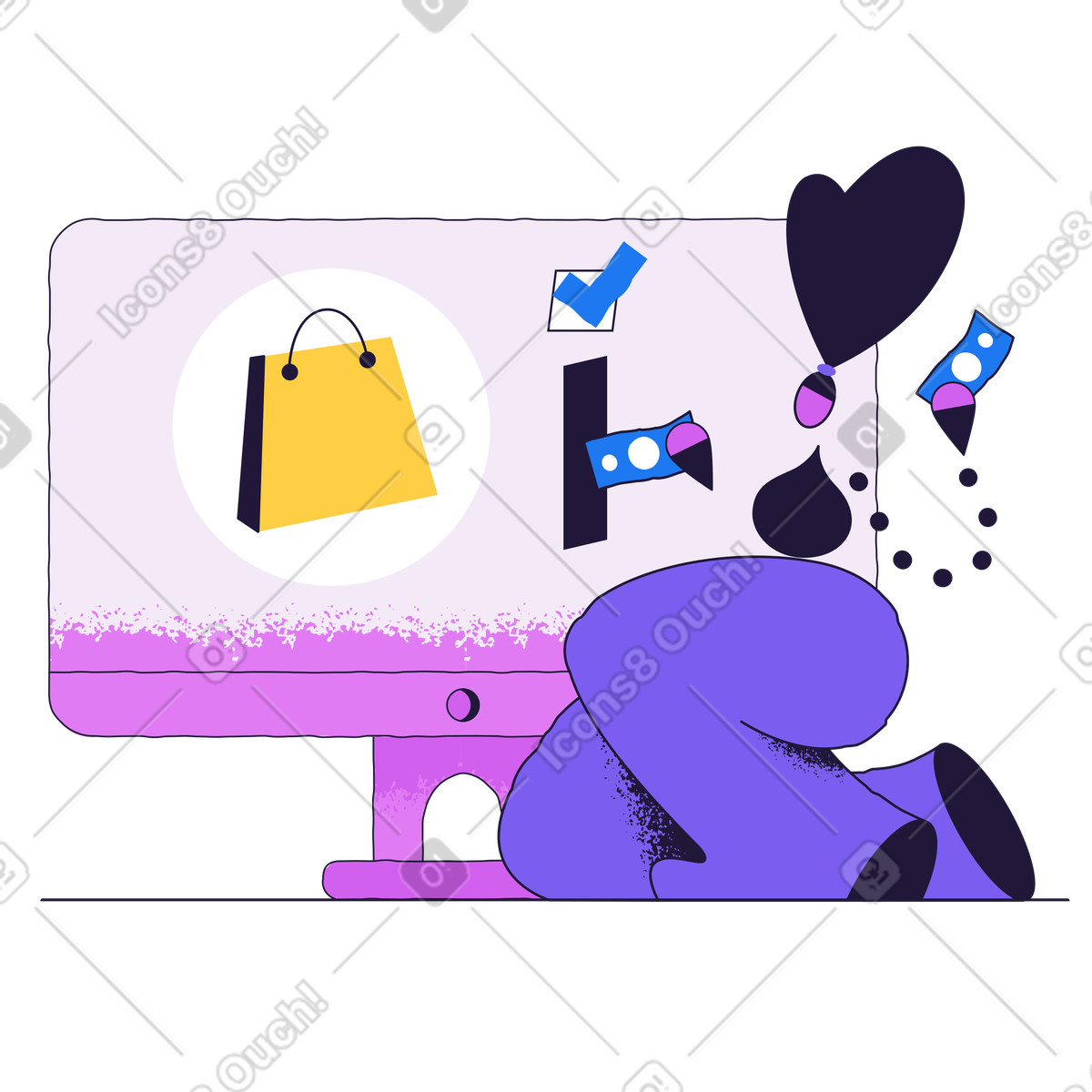 Ilustração de Mulher pagando seu pedido online em no estilo Conifer para baixar em PNG, SVG