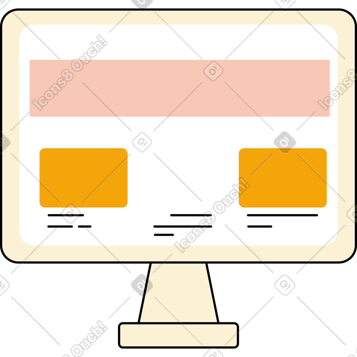 Computerbildschirm-Illustration im Jelly-Stil als Download in PNG, SVG
