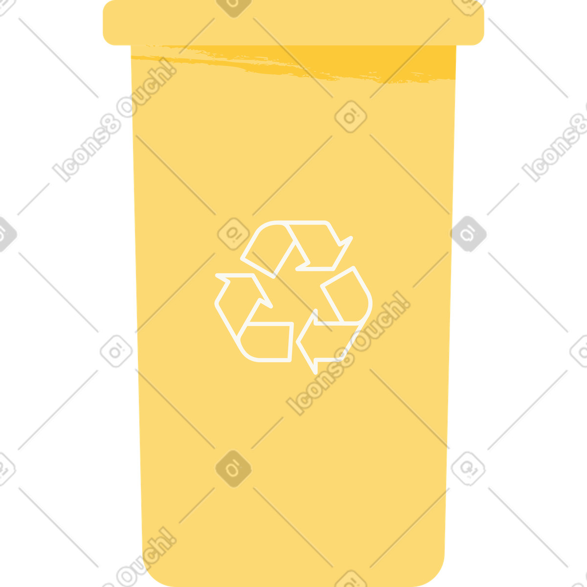 Illustration Poubelle jaune pour le recyclage dans style Juicy à télécharger aux formats PNG, SVG