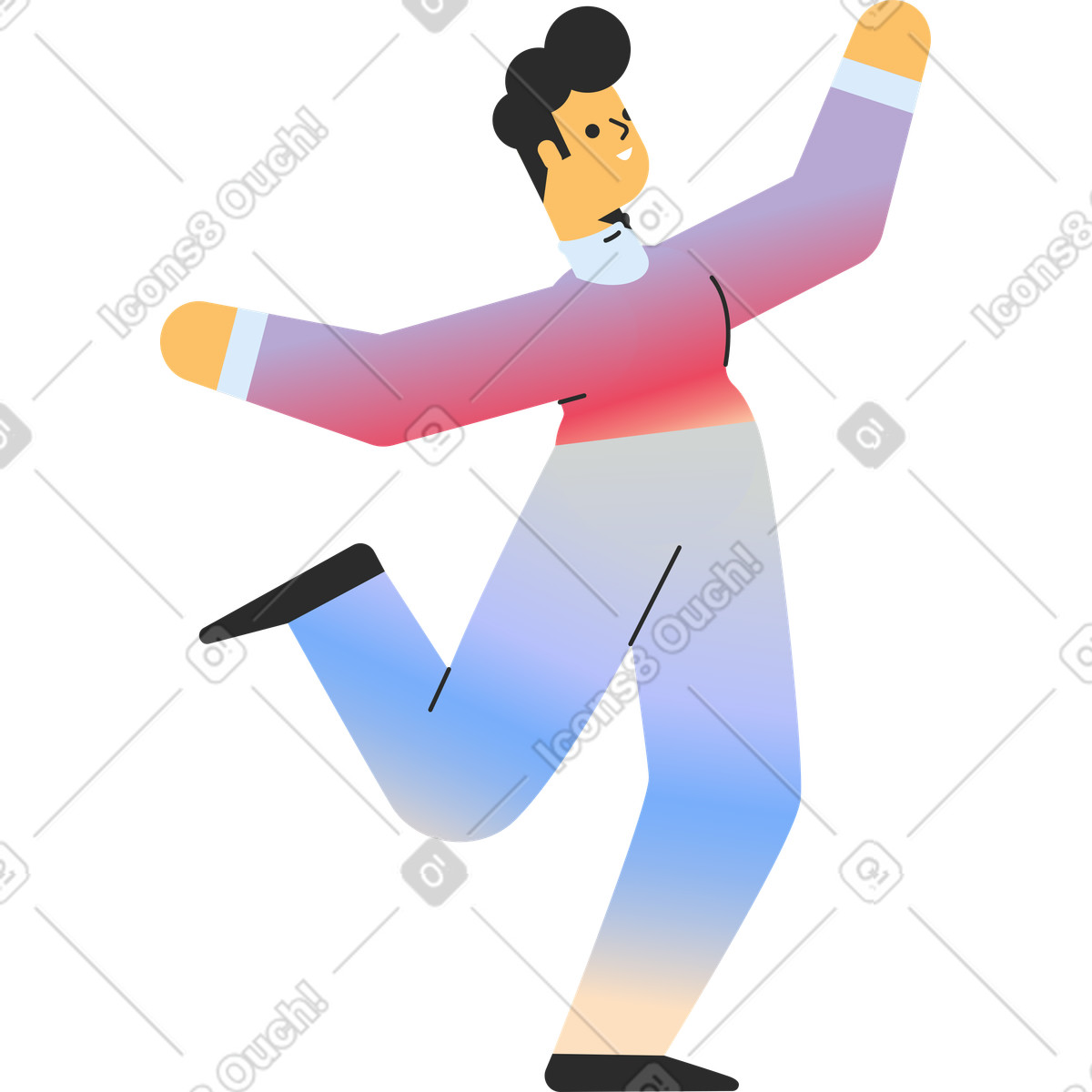 Uomo felice che balla illustrazione in stile Marginalia scarica in PNG, SVG