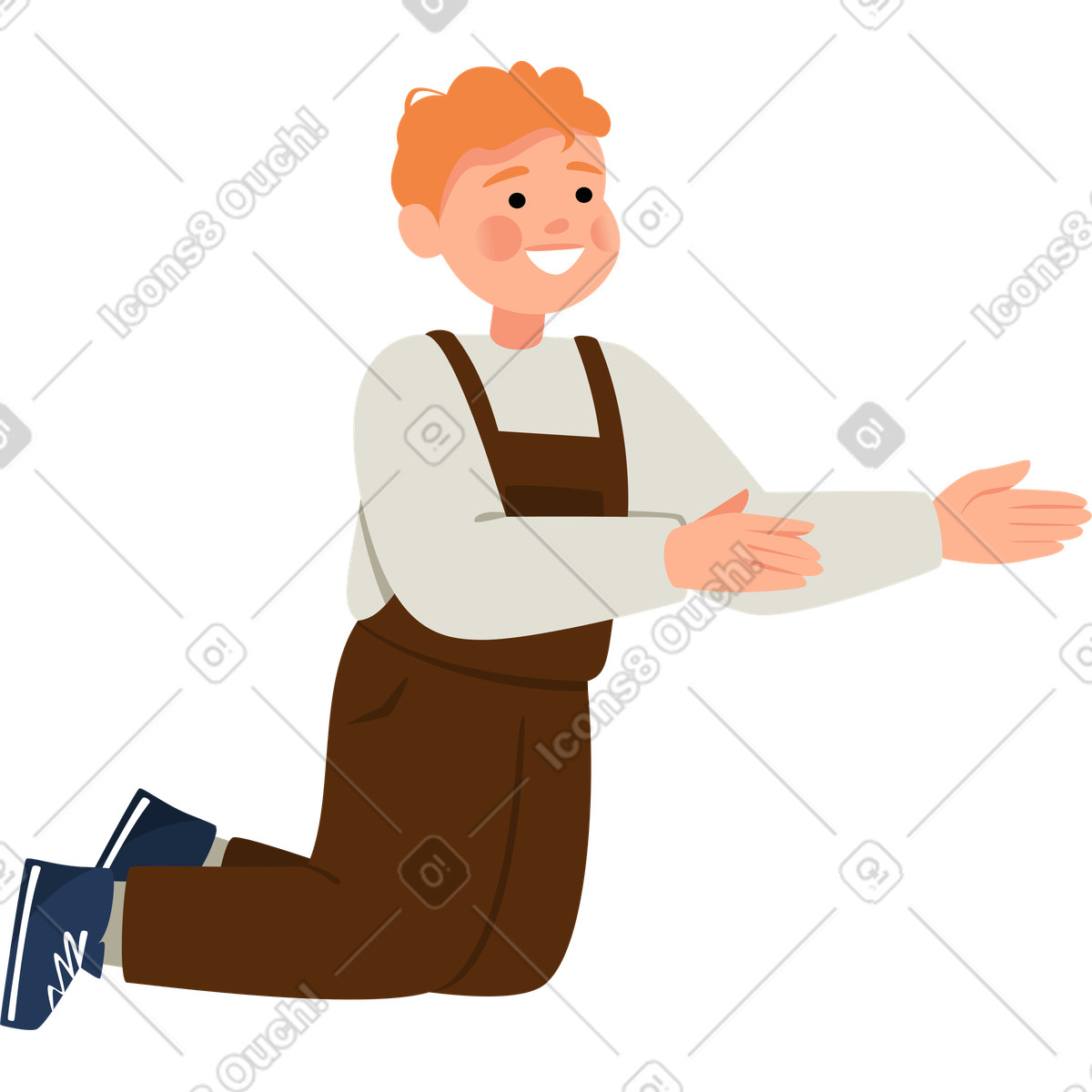Ilustración Chico en overol estilo Lagom a descargar PNG y SVG