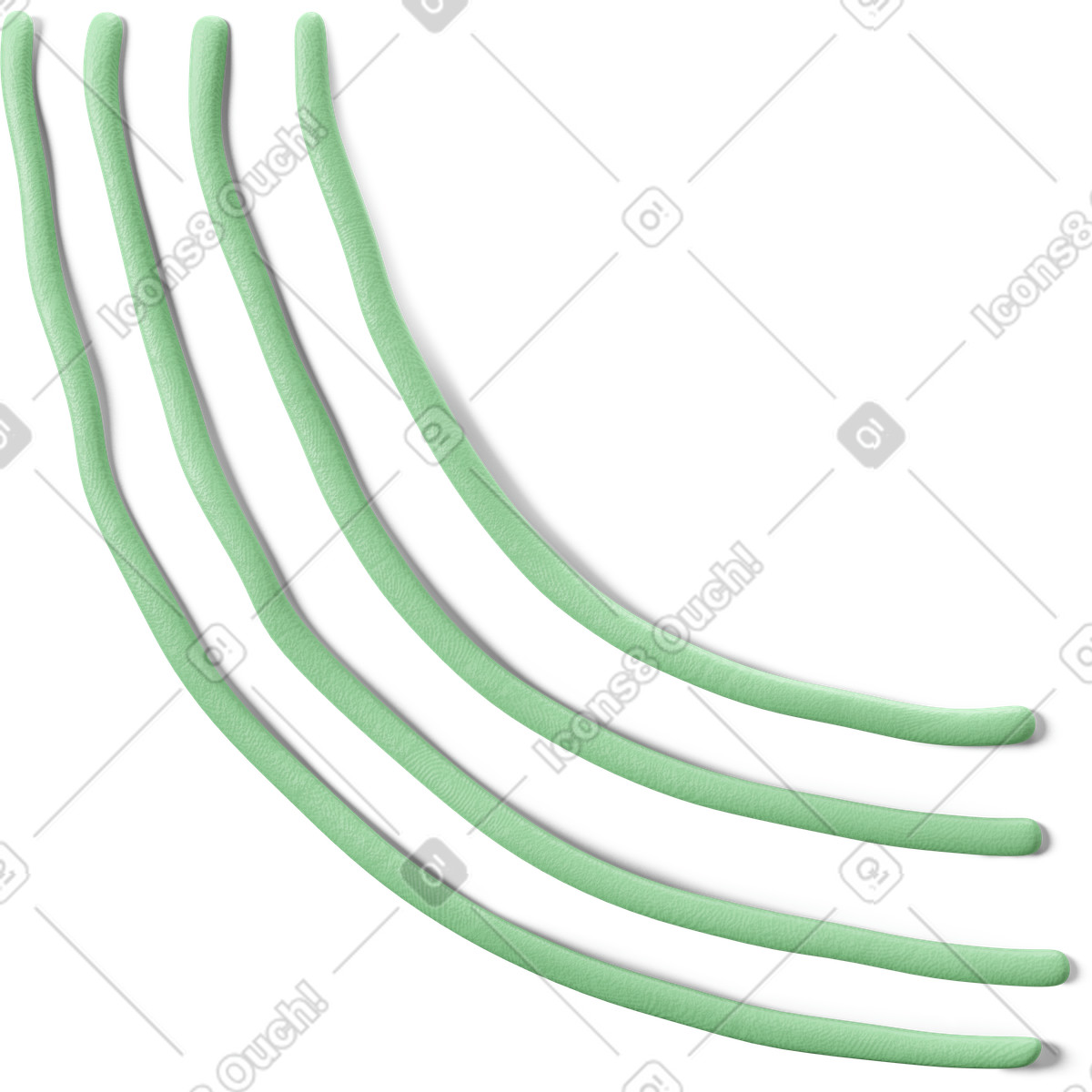 Green stripes illustration in 3D Stripy style download in PNG, SVG