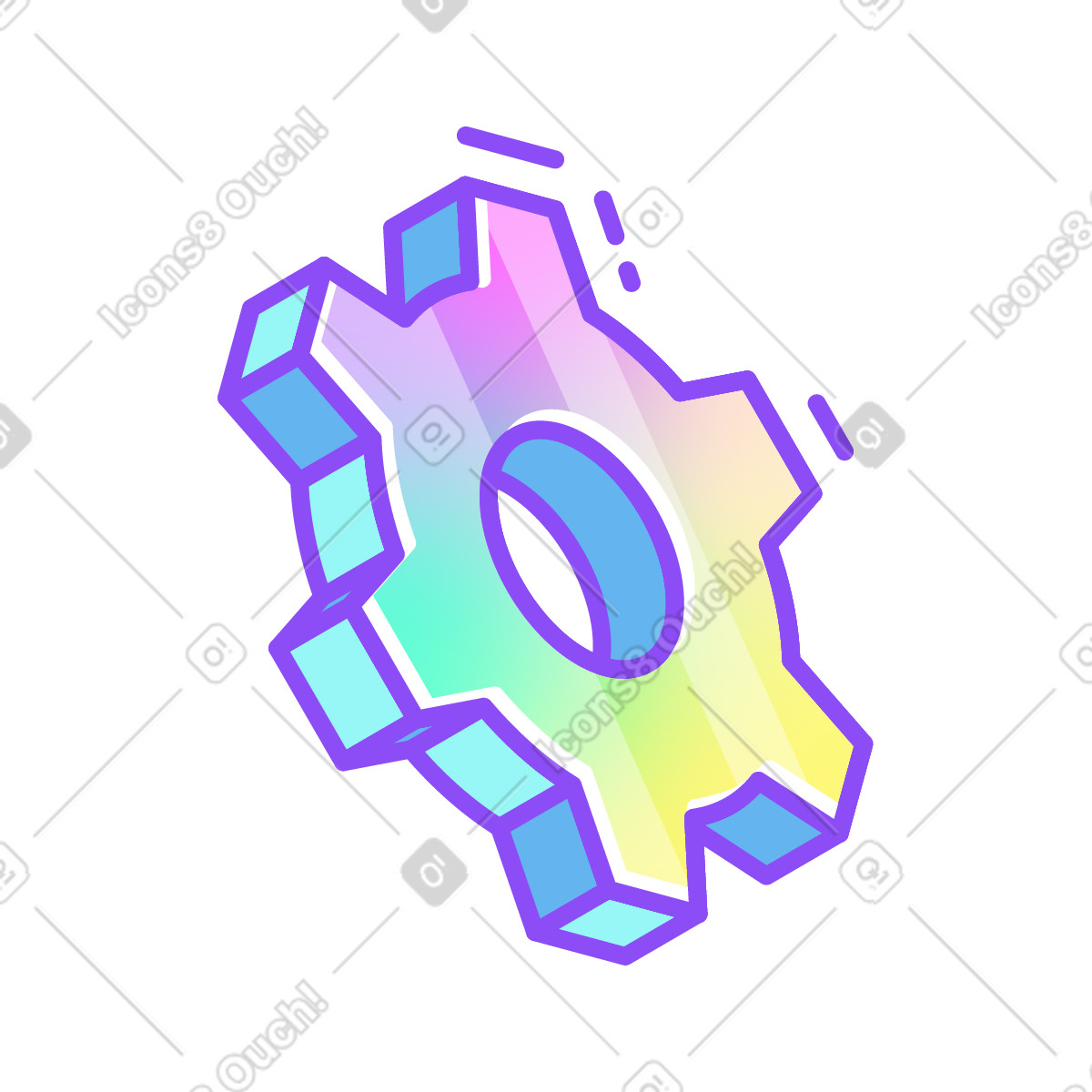 Ilustração de Roda dentada em no estilo Holographic para baixar em PNG, SVG