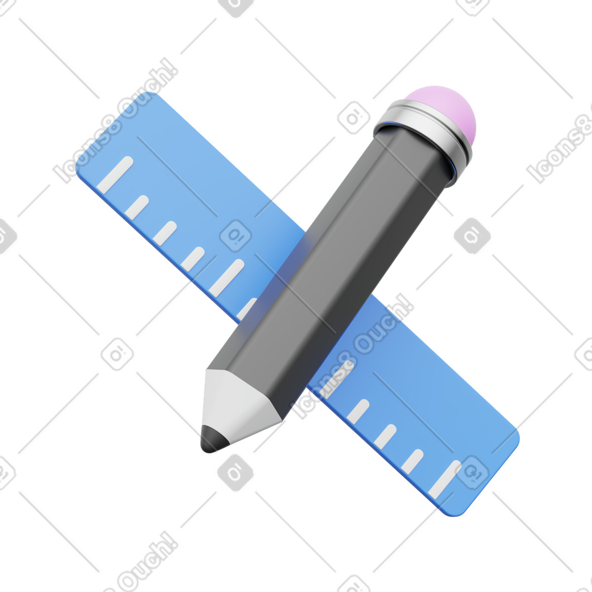 Pencil and ruler educational tools illustration clipart in PNG SVG GIF for creative learning