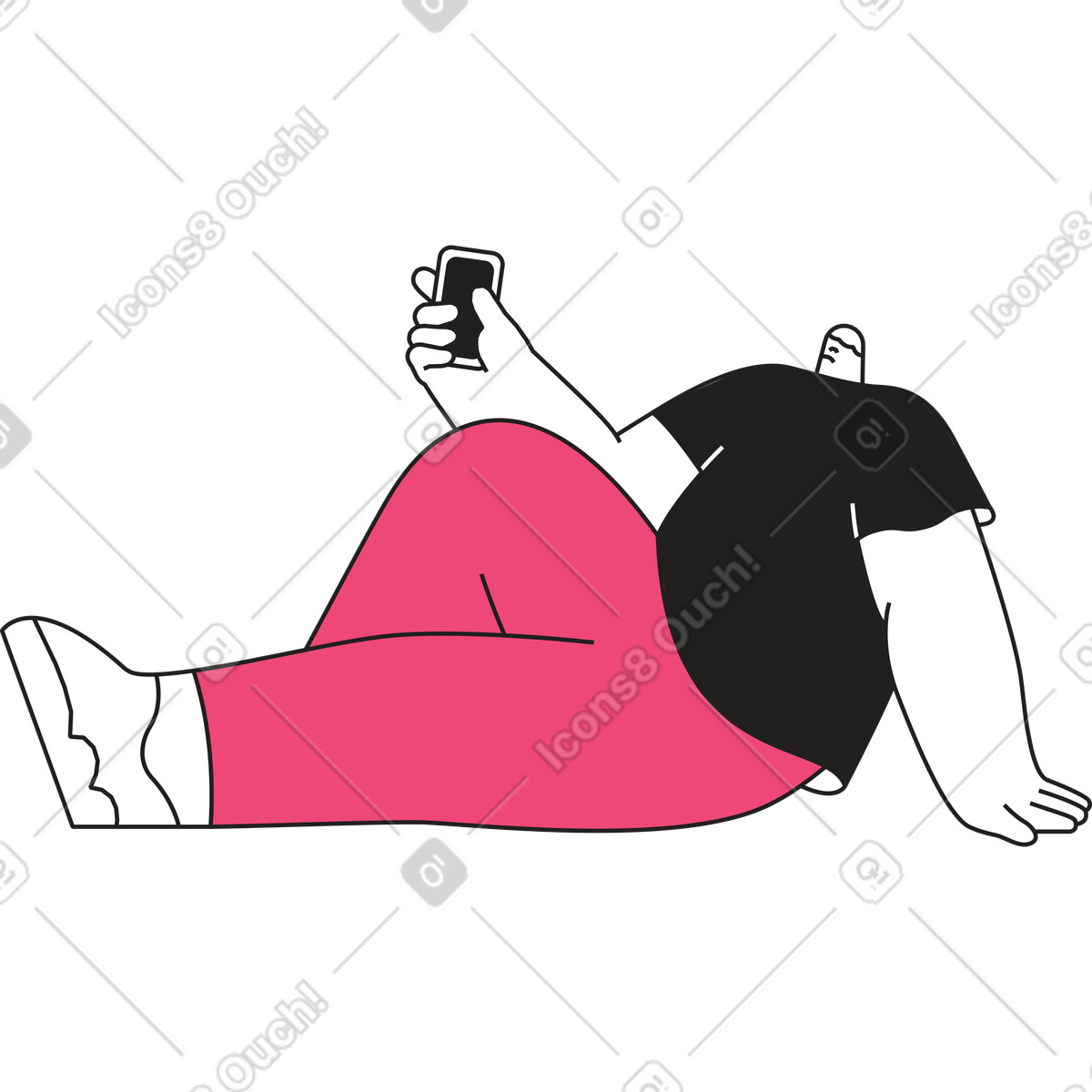 Mann, der mit einem telefon in seinen händen sitzt-Illustration im Dazzle Line-Stil als Download PNG, SVG