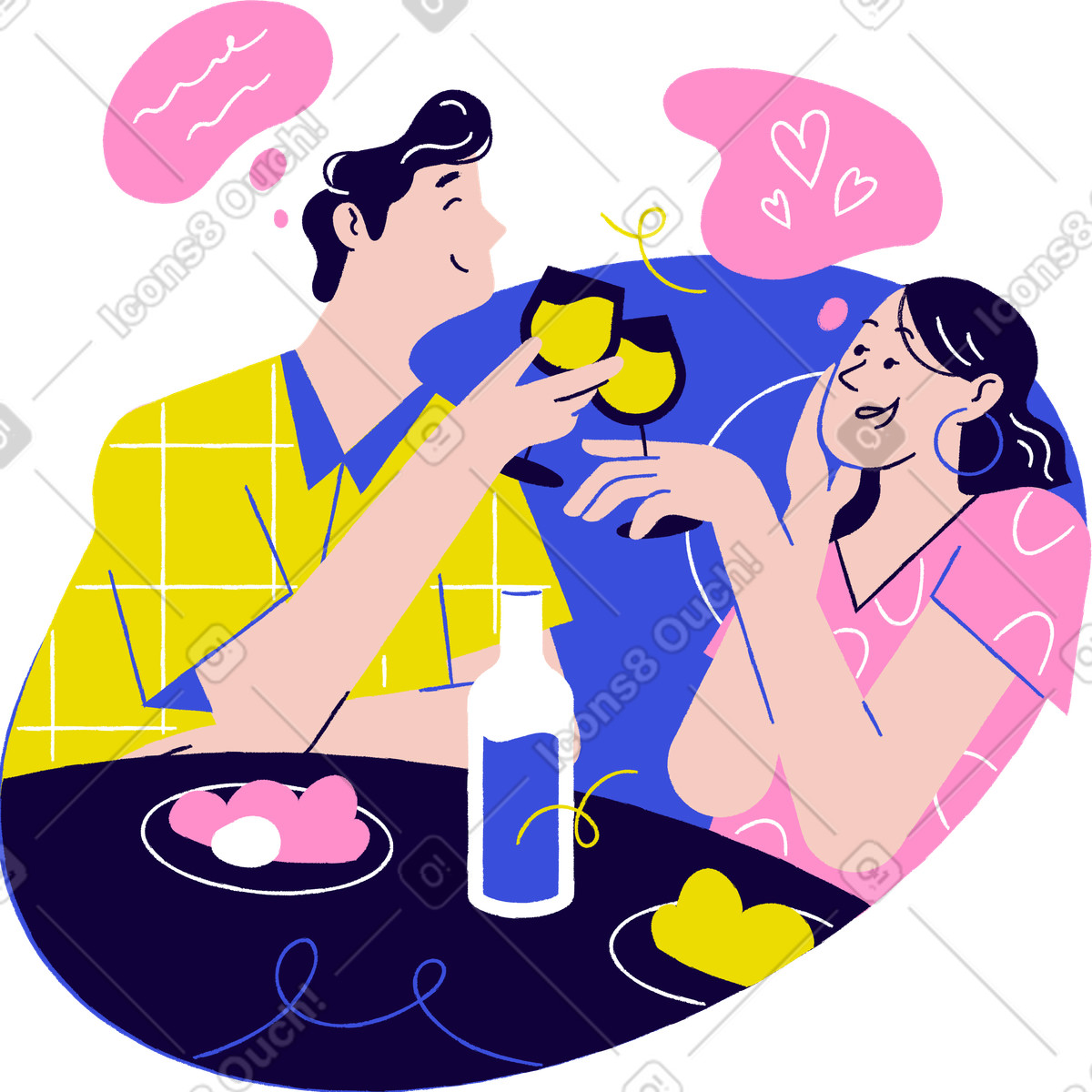 Mann und m&auml;dchen bei einem date-Illustration in PNG, SVG