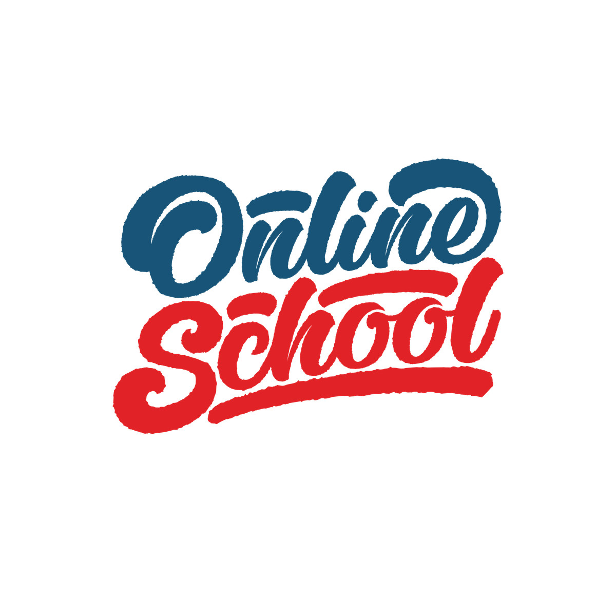 Lettering online school illustration in Cherry style download in PNG, SVG