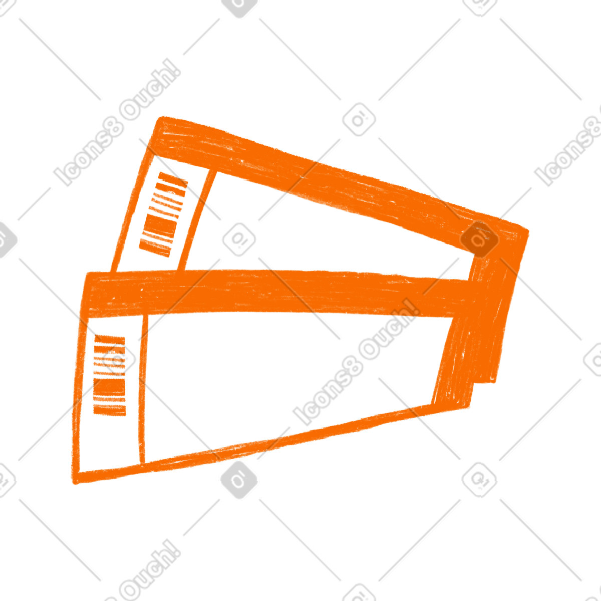 下载 Biro 风格的 Two orange plane tickets 插画，支持 PNG、SVG 格式