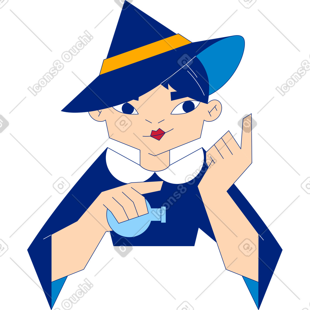 Witch upper body with bottle illustration in Neo-Sakura style download in PNG, SVG