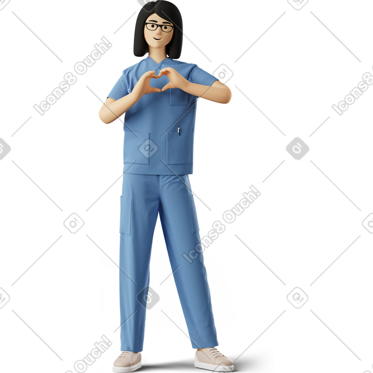 Doctor making heart hand-Illustration im 3D Business-Stil als Download in PNG, SVG
