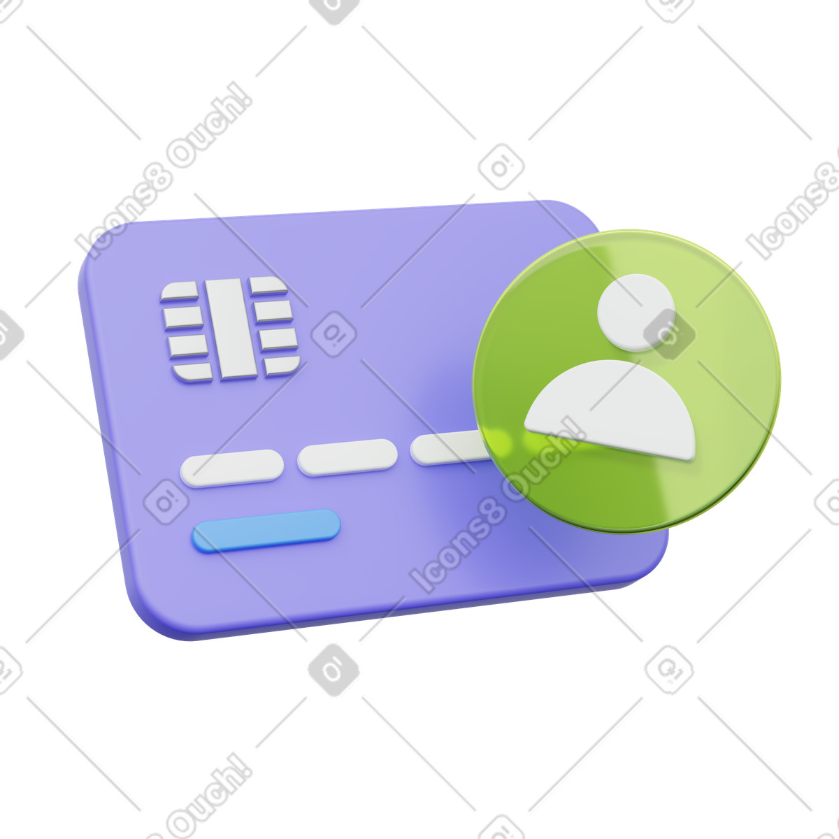 Credit card with user icon, Personal account, Payment access illustration in PNG, SVG