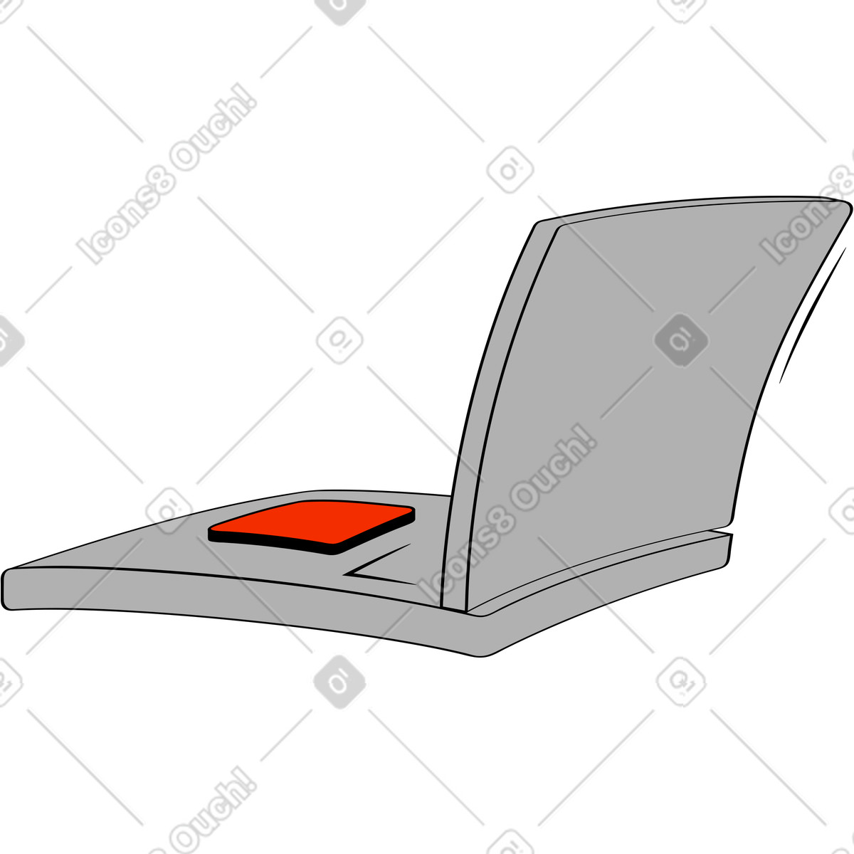 Laptop computer with red touchpad and open lid-Illustration im Looney-Stil als Download in PNG, SVG