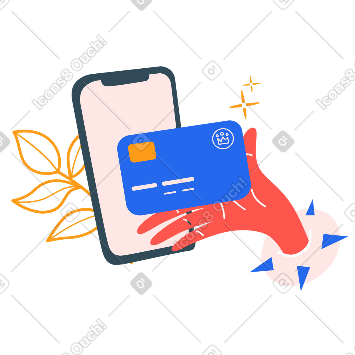 Online mit karte bezahlen-Illustration im Kingdom-Stil als Download in PNG, SVG