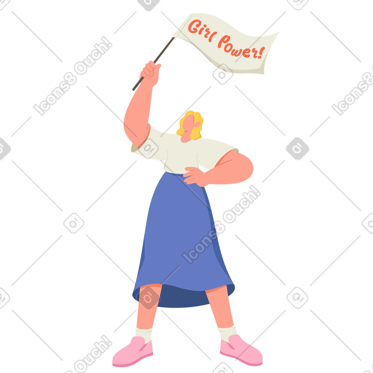 Иллюстрация Женщина с флагом girl power в стиле Social — скачать в форматах PNG, SVG