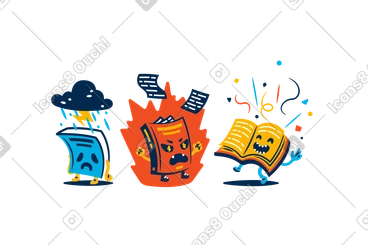 Book characters with different emotions PNG, SVG