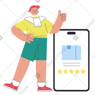 제품에 별 5개 등급을 부여하는 남성 PNG, SVG