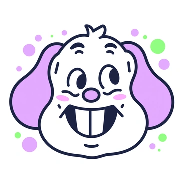 A playful cartoon face with exaggerated features in a vector design