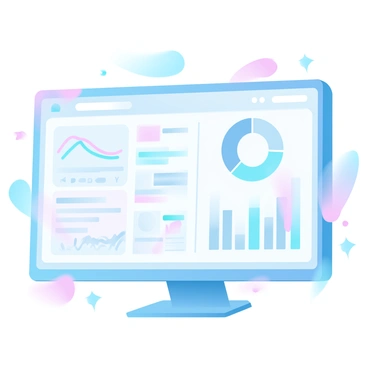 A computer interface is visible, showcasing a digital analysis of rRNA data. The screen displays multiple colorful graphs representing various data points, including line graphs and bar charts. In the background, there are sections filled with numerical data and highlighted key findings in different colors. The interface has a sleek design with clear labels and a user-friendly layout. Various icons related to data analysis are placed around the screen, enhancing the technological feel of the setup.