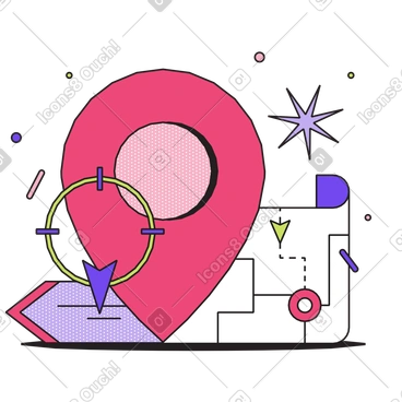 Illustration animée Carte de navigation avec géolocalisation aux formats GIF, Lottie (JSON) et AE