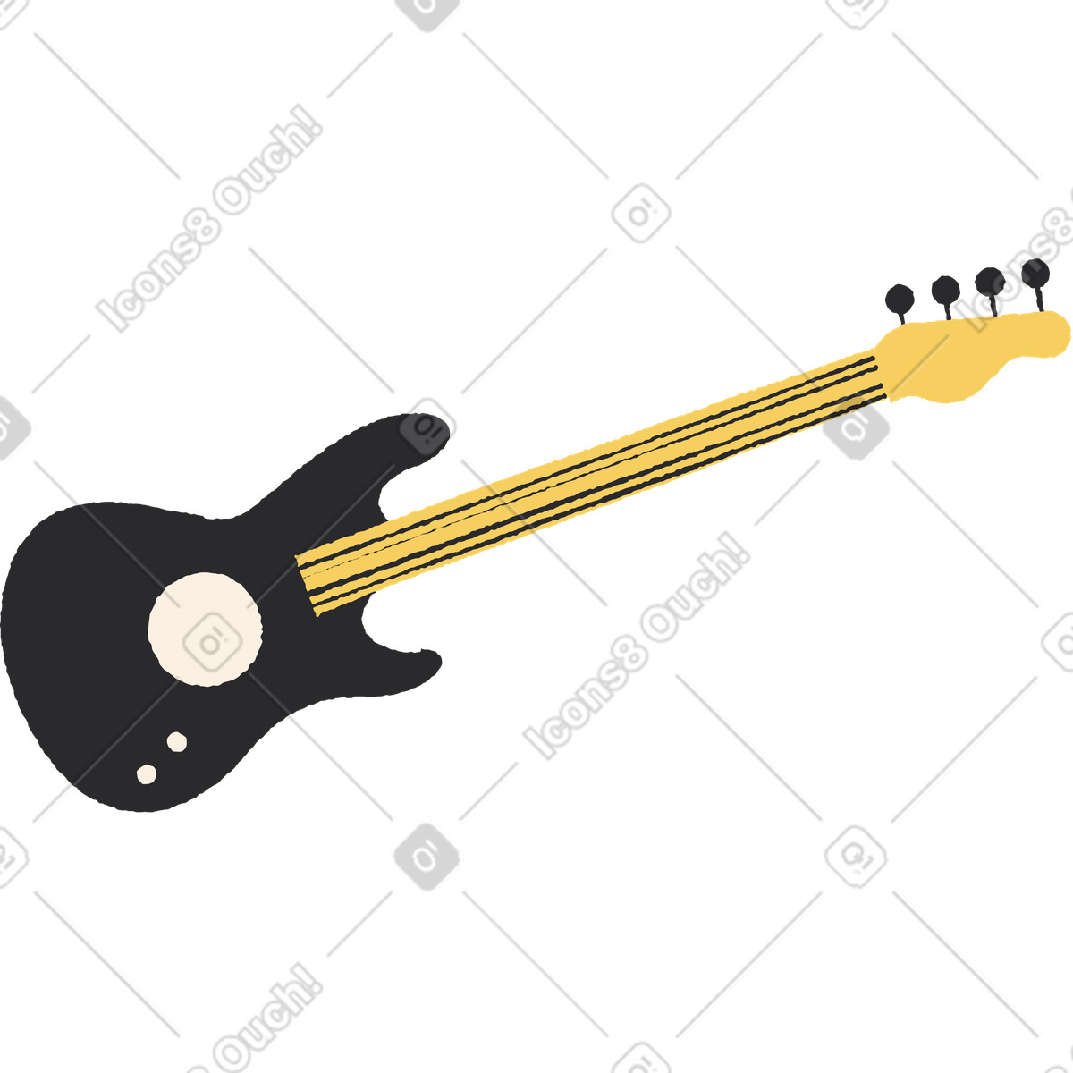 Ilustração de Violão preto em no estilo Pablo para baixar em PNG, SVG
