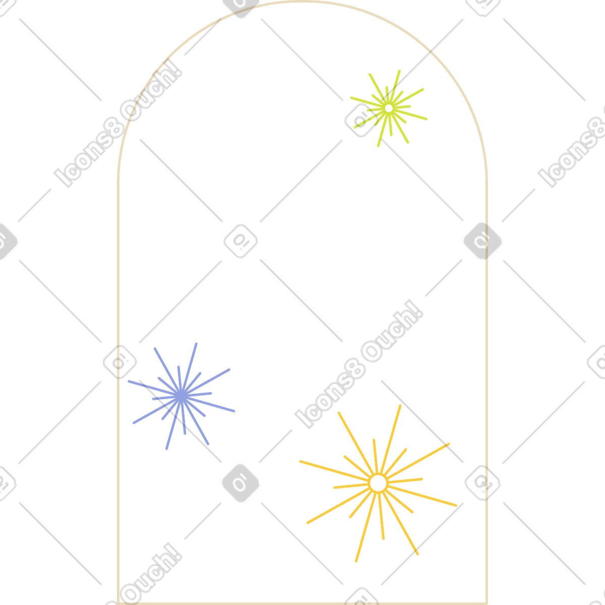 Window with fireworks illustration sparks clipart on transparent background PNG download