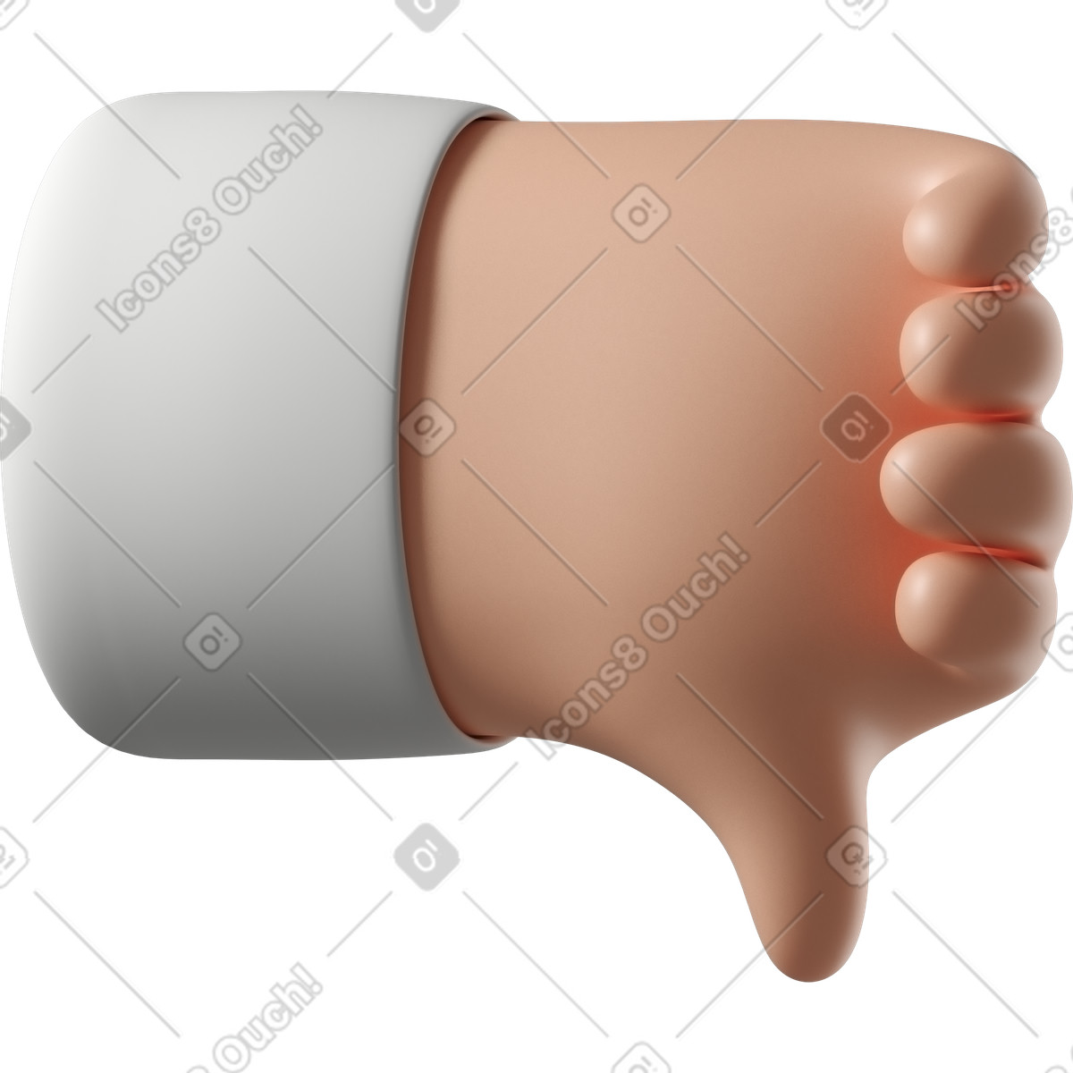 3D Hands Fun&Wild 스타일의 싫어하는 하얀 피부 손 일러스트레이션 PNG, SVG 다운로드
