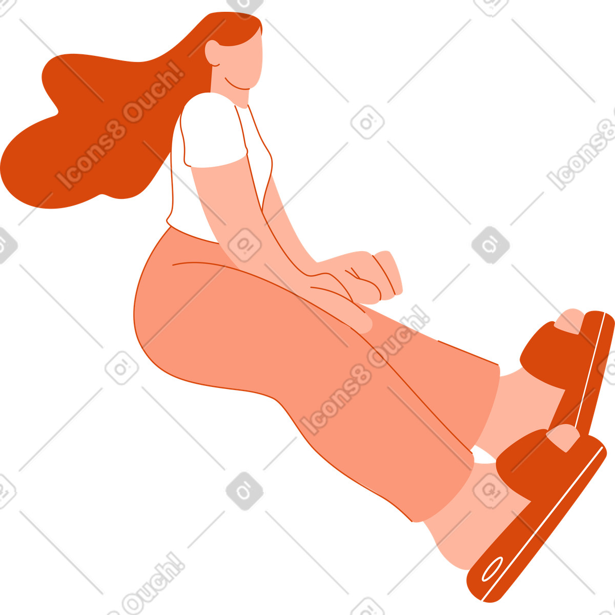 Ilustração de Mulher sentada com os braços estendidos em no estilo Orange para baixar em PNG, SVG