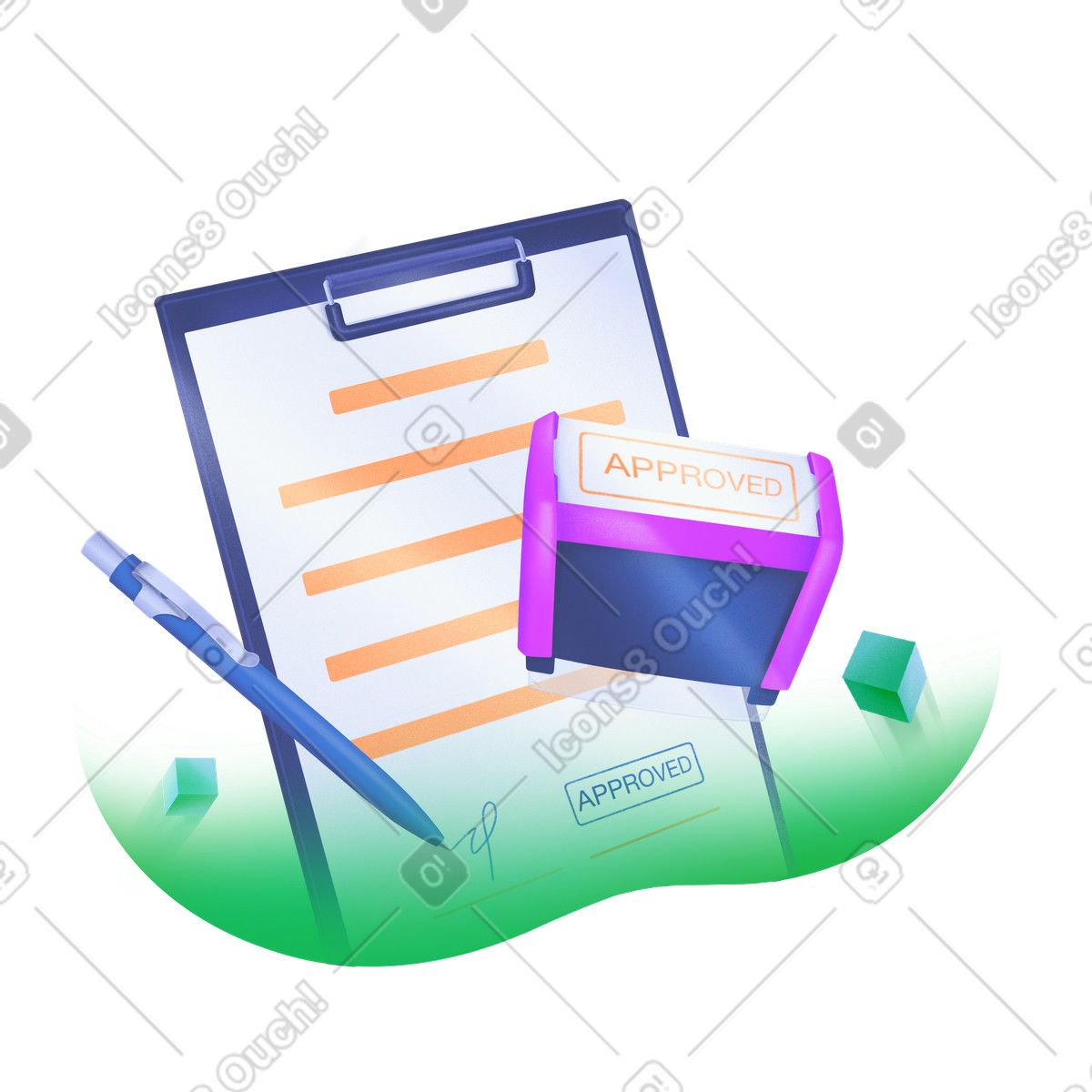 Approved and signed contract on clipboard illustration in PNG, SVG