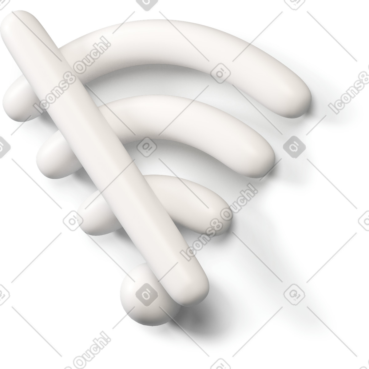 3D Buddy スタイルの 白のwifiアイコンが左に曲がっていない のイラストをPNG、SVG形式でダウンロード