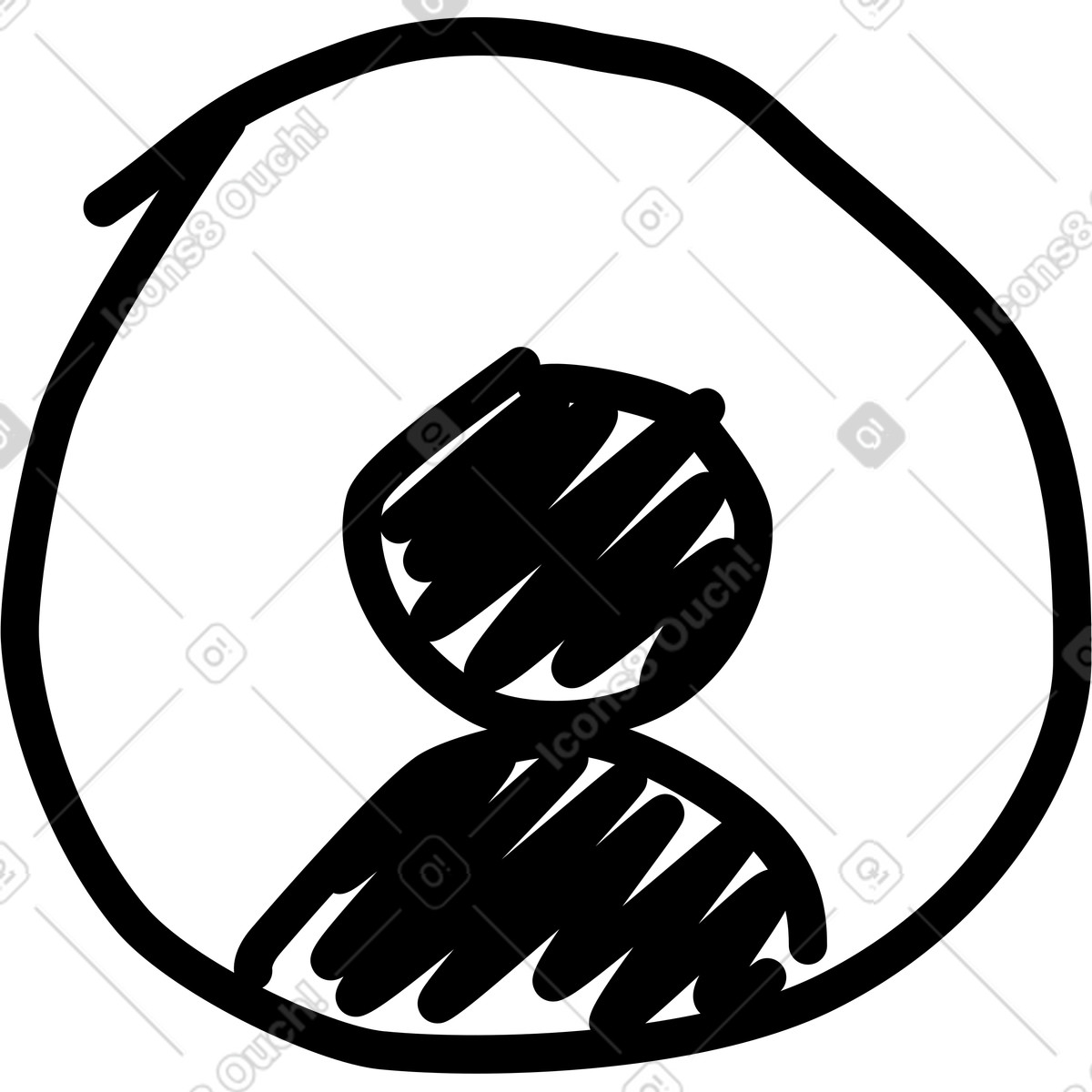 Avatar profile silhouette inside rounded speech bubble doodle style-Illustration im Rondy Stickers-Stil als Download in PNG, SVG
