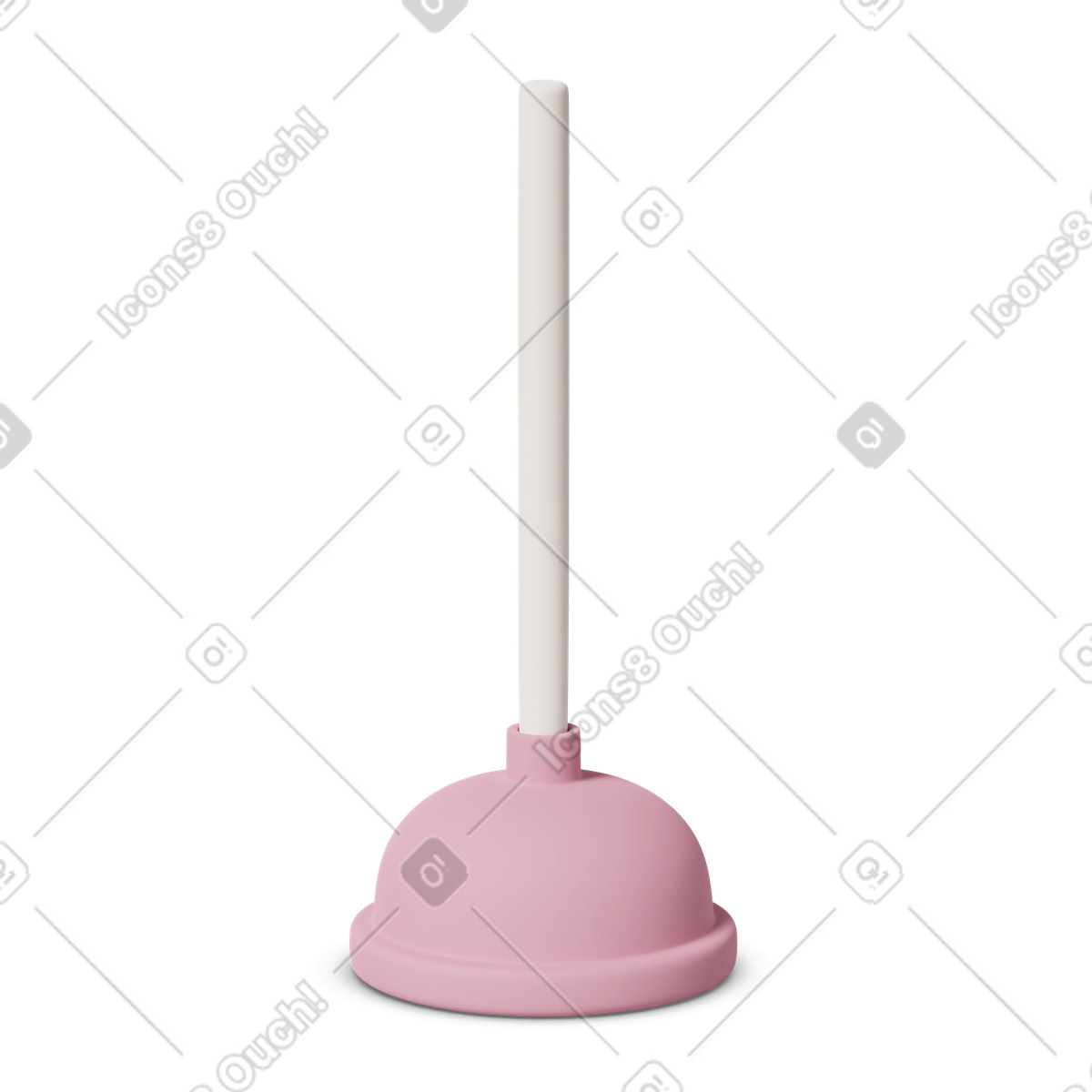 Pink toilet plunger-Illustration im 3D Casual life-Stil als Download in PNG, SVG
