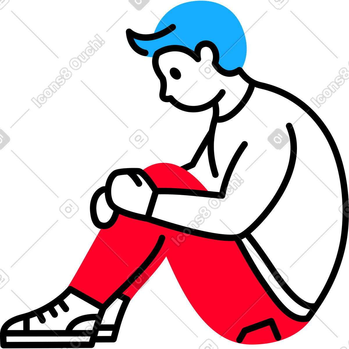 Mann sitzt-Illustration im Transistor-Stil als Download in PNG, SVG