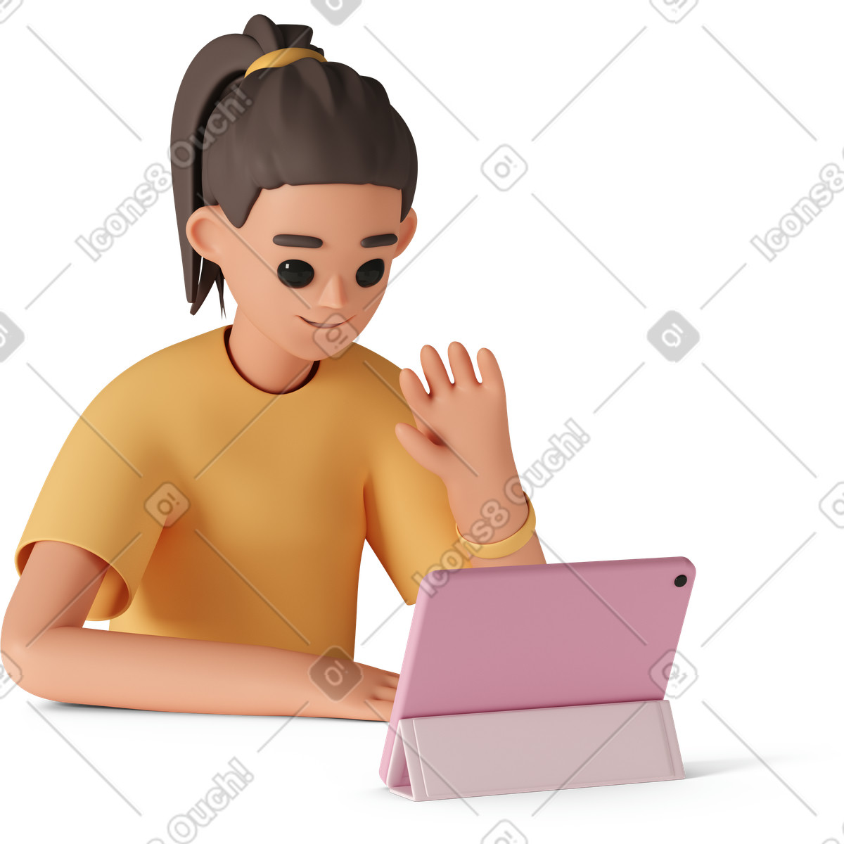 下载 3D Casual life 风格的 Online meetings 插画，支持 PNG、SVG 格式