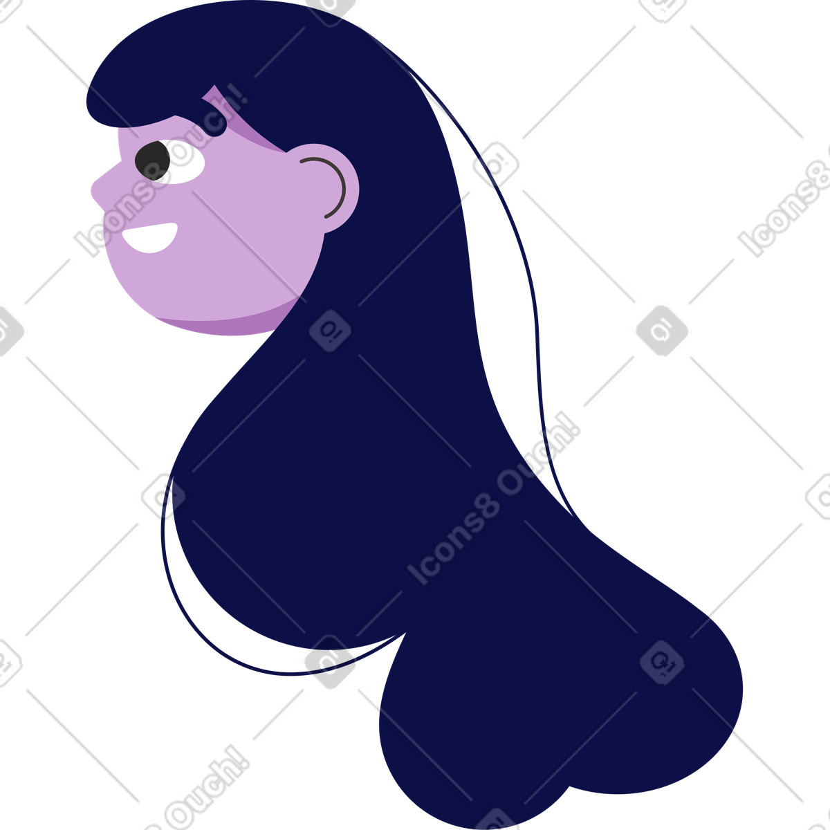 Dizzy 스타일의 Joyful purple head of a woman 일러스트레이션 PNG, SVG 다운로드