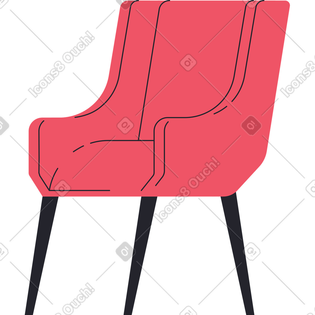 Ilustração de Cadeira vermelha com três pés em no estilo Boba para baixar em PNG, SVG