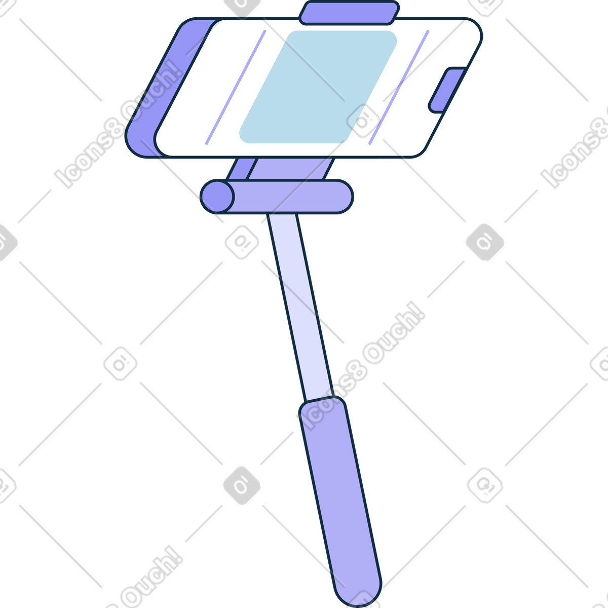 Fotocamera su un selfie stick illustrazione in stile Bubble gum scarica in PNG, SVG
